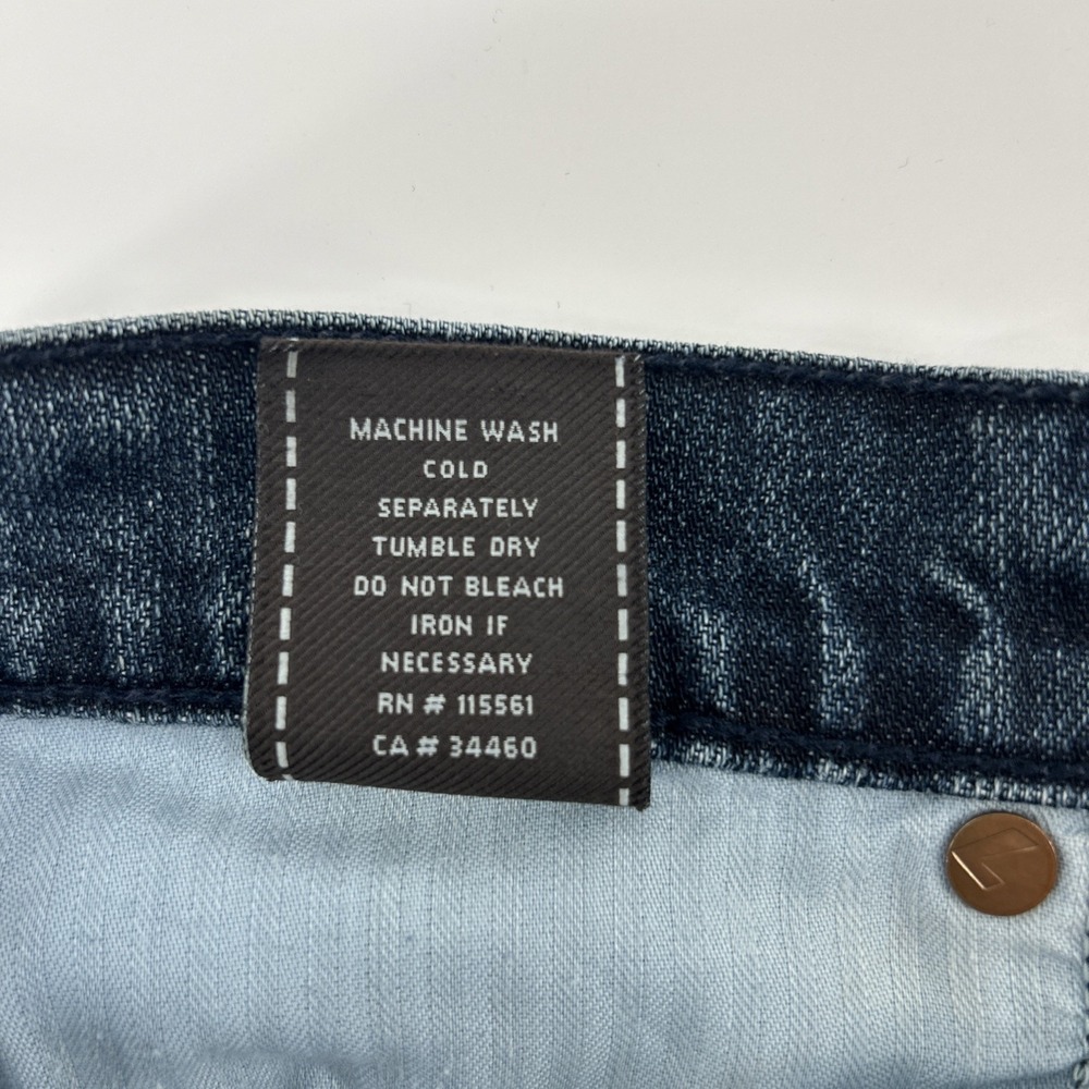 7 For All Mankind Jeans Dojo Women's 27 Blue Denim Flare Wide Cotton Stretch USA - Picture 9 of 14
